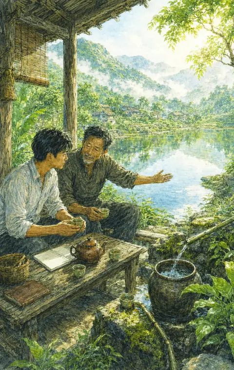 Hồ nước lặng yên giữa núi